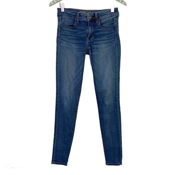 American Eagle Super Stretch Jegging Jeans 2 Regular 28x28 Dark Distressed AEO - Picture 1 of 12